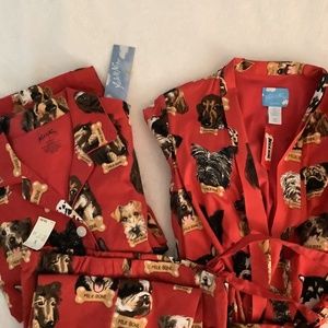 Nick & Nora Milkbone Dog Flannel Pajamas Set with Robe. Small / Med
